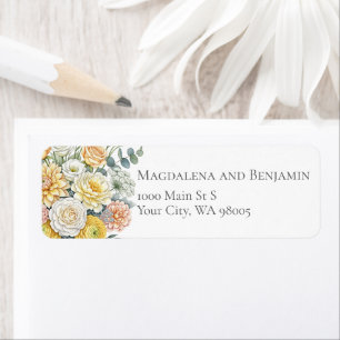 Elegante Aquarell-Gelb-Pfirsich-Sage-Grün-Blumen