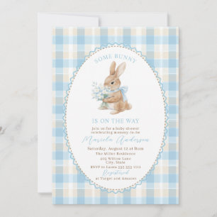 Elegante Aquarell-Hasen mit blauem Schleifchen Bab Einladung