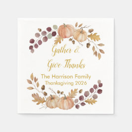 Elegante Aquarell-Herbst-Kürbis-Thanksgiving-Cus Serviette