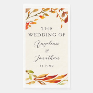Elegante Aquarell-Herbstblätter Elfenbein-Hochzeit Serviette
