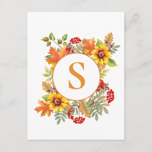 Elegante Aquarell-Herbstblumen  Postkarte
