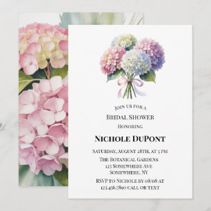 Elegante Aquarell-Hortensien-Brautparty Einladung