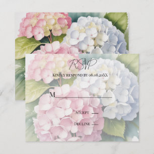 Elegante Aquarell-Hortensien-Hochzeit RSVP Karte