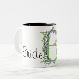 Elegante Aquarell-Lavendel-Eukalyptus-Braut Zweifarbige Tasse