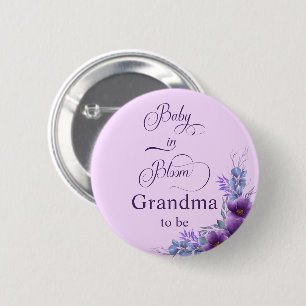 Elegante Aquarell-Lila-Blume werdende Oma Button