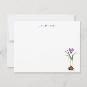 Elegante Aquarell-Lila-Krokus-Frühlingsblume Nicht Mitteilungskarte