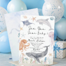 Elegante Aquarell-Meeres-Wellengruß Sommer-Ozean-B