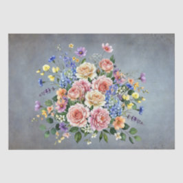 Elegante Aquarell-Pastell-Blumen-Decoupage Seidenpapier