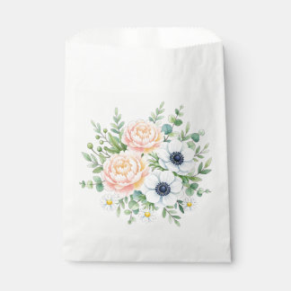 Elegante Aquarell-Pfingstrose und weiße Anemone Bl Geschenktütchen