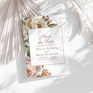 Elegante Aquarell-Rosa Pfingstrosen-Hochzeit Save The Date