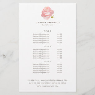 Elegante Aquarell-Rosa-Rosen-Preise & Dienstleistu Flyer