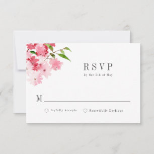 Elegante Aquarell-Rosa-Rote-Rosen-Hochzeit RSVP Karte