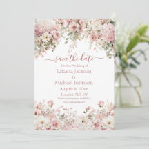 elegante Aquarell-Rosé-Blumen-Save-the-Date-Karte