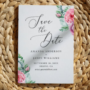 Elegante Aquarell-Rosé-Boho-Florale Hochzeit Save The Date