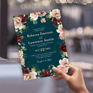 Elegante Aquarell-Rosérote Hochzeitseinladung Einladung