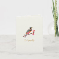 Elegante Aquarell-Rotkehlchen-Vogel-Beileidskarte