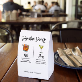 Elegante Aquarell Seine und Ihre Signatur-Drinks Tischaufsteller