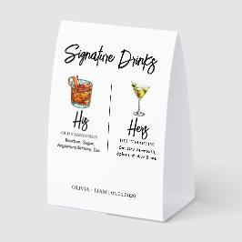 Elegante Aquarell Seine und Ihre Signatur-Drinks Tischaufsteller