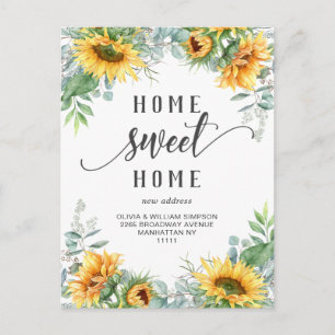 Elegante Aquarell-Sonnenblumen Umzugsankündigung Postkarte