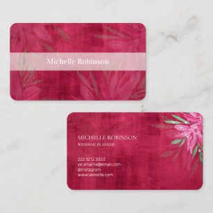 Elegante Aquarell-Velour-Viva-Magenta-Blumenmuster Visitenkarte