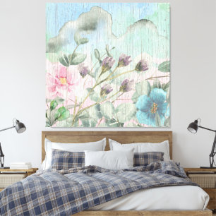 Elegante Aquarell-Vintage-Wildblumen Leinwanddruck