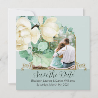 Elegante Aquarell Weiße Magnolie Save-the-Date-Kar Save The Date