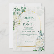 Elegante Aquarell Weiße Rosen Hochzeitseinladung