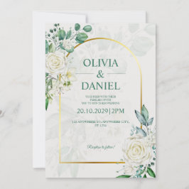 Elegante Aquarell Weiße Rosen Hochzeitseinladung Einladung
