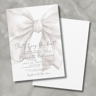 Elegante Aquarell Weiße Schleife Brautparty Einladung