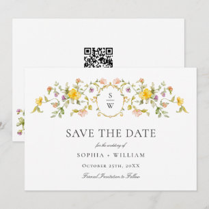 Elegante Aquarell-Wiesen-Wildblumen-Hochzeit Save The Date