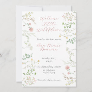 Elegante Aquarell Wildblume Border Baby Shower Einladung