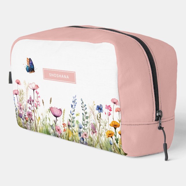 Elegante Aquarell Wildblume Kosmetik & Toilettenar Waschbeutel (Rechte Ecke)