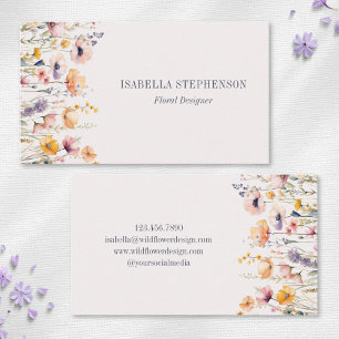 Elegante Aquarell-Wildblumen-Blumen  Visitenkarte