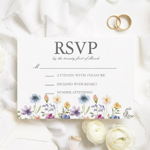 Elegante Aquarell-Wildblumen-Frühlingshochzeit RSVP Karte
