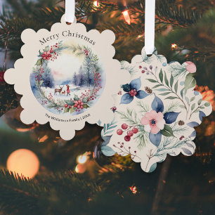 Elegante Aquarell-Winterszene Weihnachten Ornament Karte
