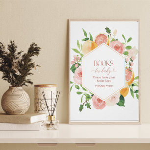 Elegante Aquarell-Zitrus-Rosa-Blumen-Baby-Show Poster