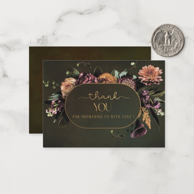 Elegante Aquarellbänder Floral Baby Dusche Mitteilungskarte (Vorderseite/Rückseite Beispiel)