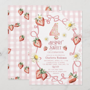Elegante Aquarellbär Erdbeere biFlat Holiday Card Feiertagskarte