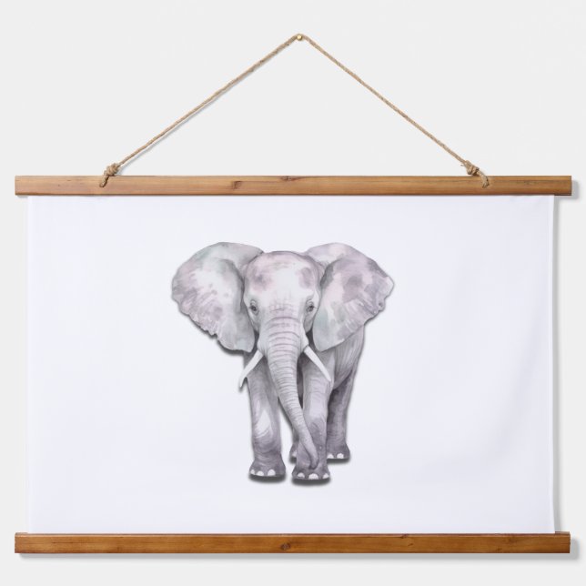 Elegante Aquarellbilder Wandteppich Mit Holzrahmen (Vorne)