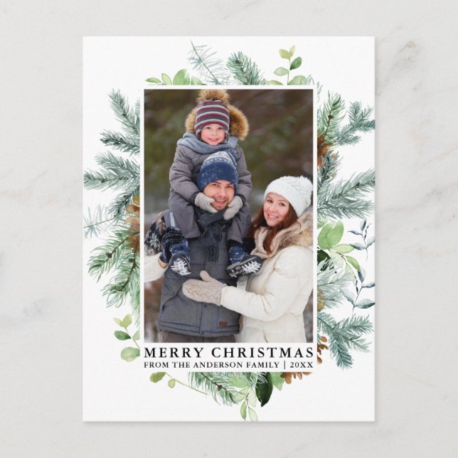 Elegante Aquarellbilder Weihnachten Postkarte (Vorderseite)