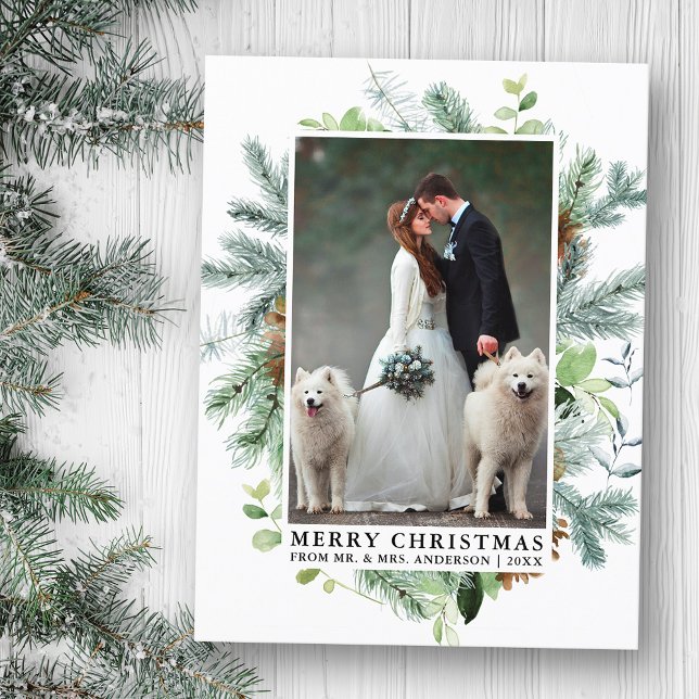 Elegante Aquarellbilder Weihnachten Postkarte (Customize to change text size, color or text style.)