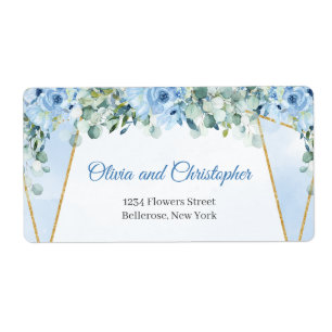 Elegante Aquarellblau blühende Vegetation und Gold