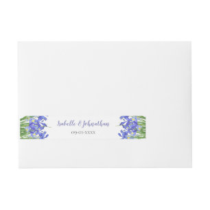 Elegante Aquarellblaue Schwertlilien-Hochzeit Rundum-Adressaufkleber