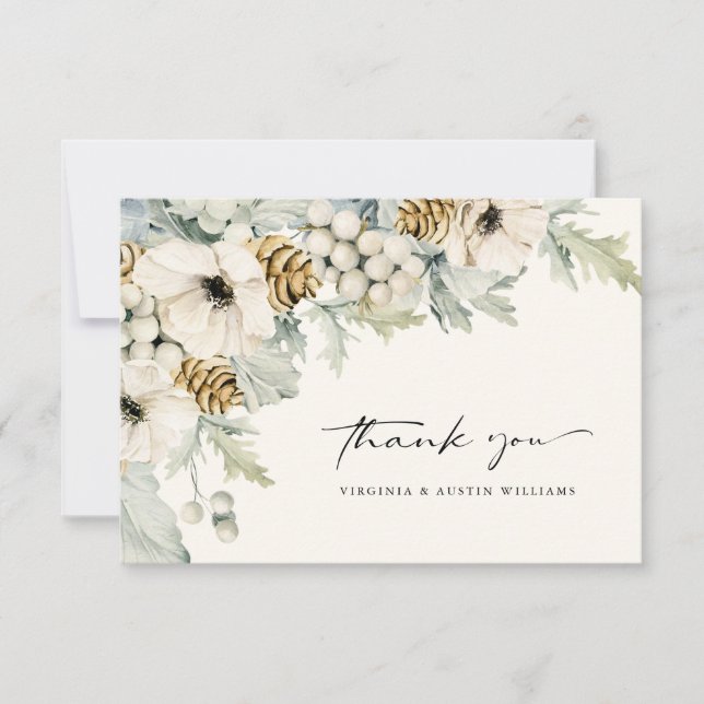 Elegante Aquarellblume Dankeschön Karte (Vorderseite)