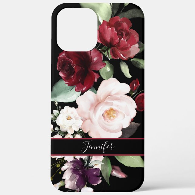 Elegante Aquarellblume mit Ihrem Namen Case-Mate iPhone Hülle (Rückseite)