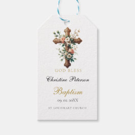 Elegante Aquarellblume Taufe Gunst Geschenkanhänger