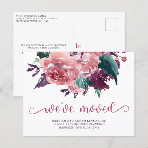 Elegante Aquarellblume Wir haben eine neue Adresse Ankündigungspostkarte