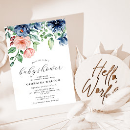 Elegante Aquarellblüte, grüne Babydusche Einladung