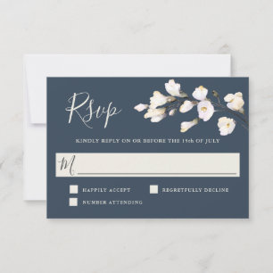 Elégante aquarelle blanche Mariage floral RSVP