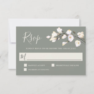 Elégante aquarelle blanche Sage vert Sage RSVP